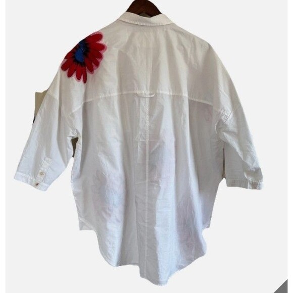 Anthropologie x Maeve Alameda Beaded Embroidered Floral Button Down Size M/L - Picture 3 of 6